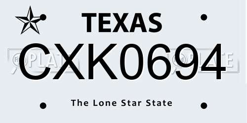 CXK0694 Texas License Plate