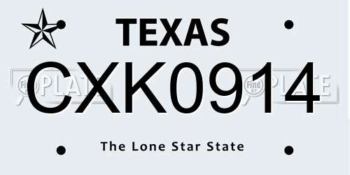 CXK0914 Texas License Plate