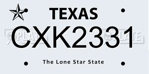 CXK2331 Texas License Plate