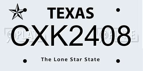 CXK2408 Texas License Plate