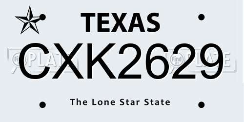 CXK2629 Texas License Plate