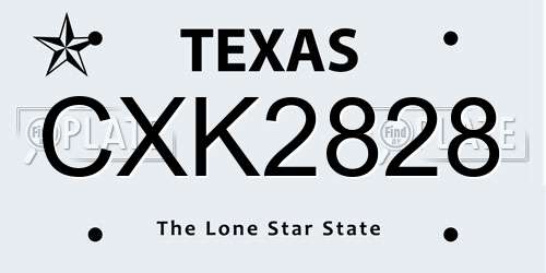 CXK2828 Texas License Plate