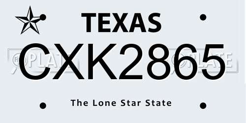 CXK2865 Texas License Plate