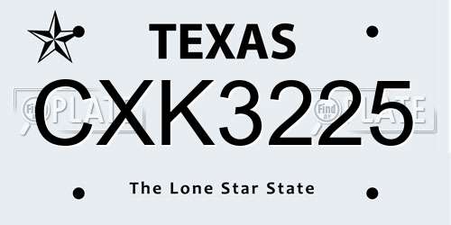 CXK3225 Texas License Plate