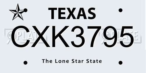 CXK3795 Texas License Plate