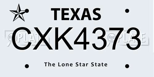CXK4373 Texas License Plate