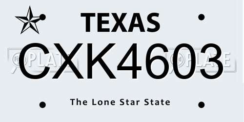 CXK4603 Texas License Plate