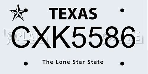 CXK5586 Texas License Plate