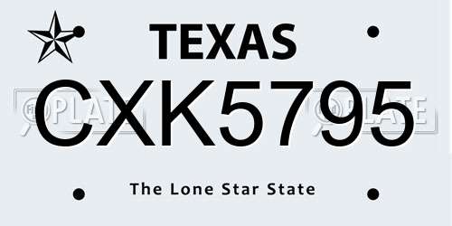 CXK5795 Texas License Plate
