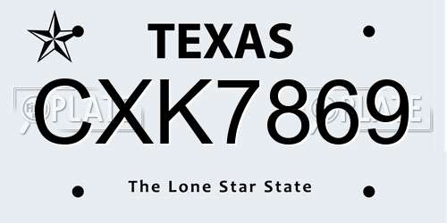 CXK7869 Texas License Plate