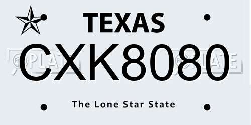 CXK8080 Texas License Plate