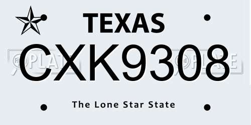 CXK9308 Texas License Plate
