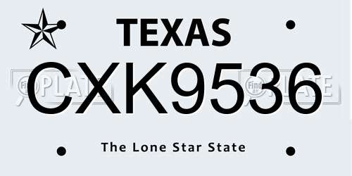 CXK9536 Texas License Plate