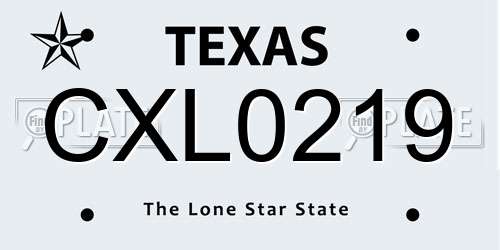 CXL0219 Texas License Plate