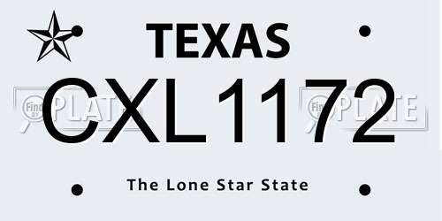 CXL1172 Texas License Plate