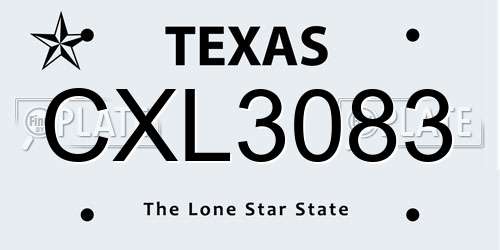 CXL3083 Texas License Plate