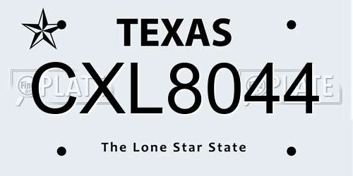 CXL8044 Texas License Plate