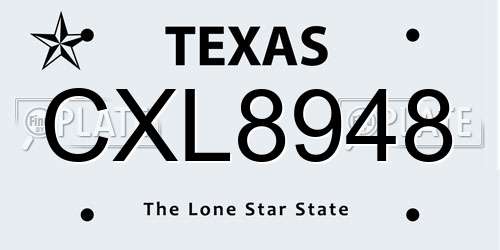 CXL8948 Texas License Plate