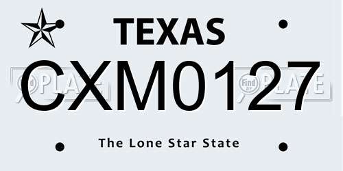 CXM0127 Texas License Plate