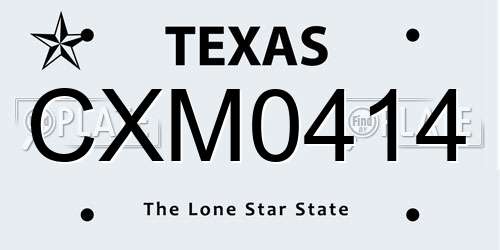 CXM0414 Texas License Plate