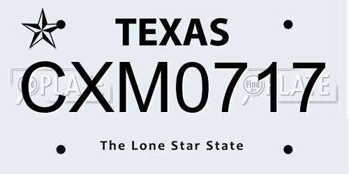 CXM0717 Texas License Plate
