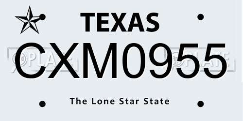 CXM0955 Texas License Plate
