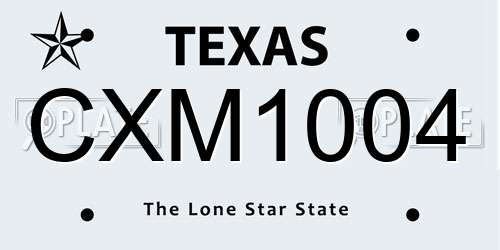 CXM1004 Texas License Plate