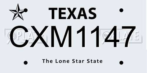 CXM1147 Texas License Plate