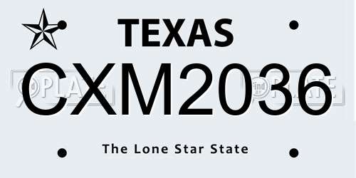CXM2036 Texas License Plate