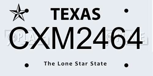 CXM2464 Texas License Plate
