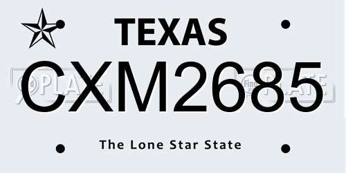 CXM2685 Texas License Plate