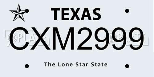 CXM2999 Texas License Plate