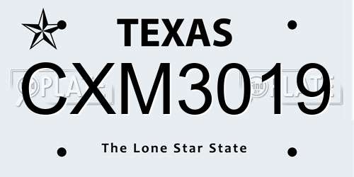 CXM3019 Texas License Plate