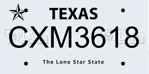 CXM3618 Texas License Plate