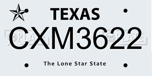 CXM3622 Texas License Plate
