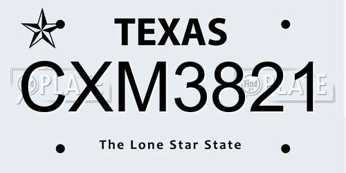 CXM3821 Texas License Plate