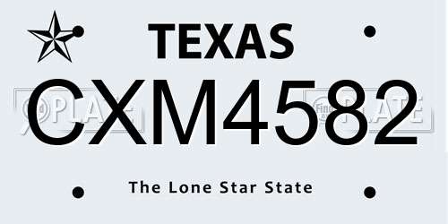 CXM4582 Texas License Plate