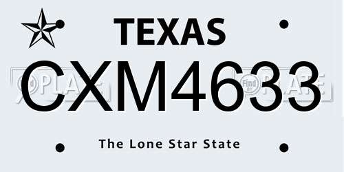 CXM4633 Texas License Plate