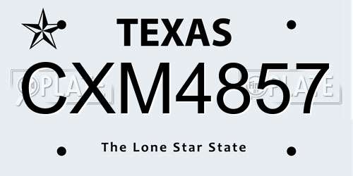 CXM4857 Texas License Plate