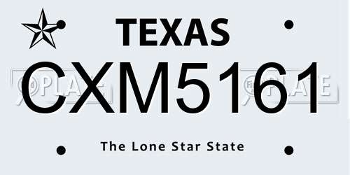 CXM5161 Texas License Plate