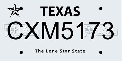 CXM5173 Texas License Plate