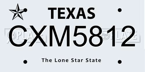 CXM5812 Texas License Plate
