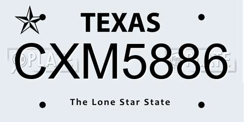 CXM5886 Texas License Plate