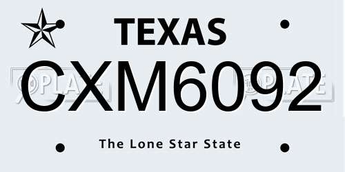 CXM6092 Texas License Plate