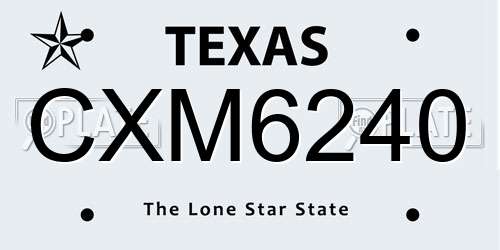 CXM6240 Texas License Plate