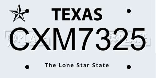 CXM7325 Texas License Plate
