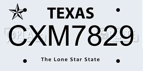 CXM7829 Texas License Plate