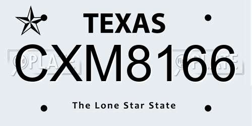CXM8166 Texas License Plate