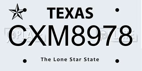 CXM8978 Texas License Plate