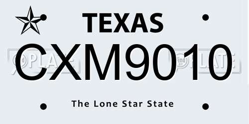 CXM9010 Texas License Plate